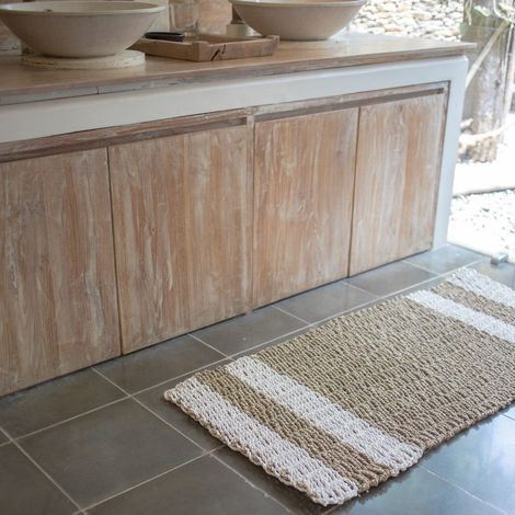 Tapis en Jonc de Mer Naturel Rayé 120 x 60 cm, Décoration Intérieure pour Salon ou Couloir - PANGIVO (1/5)