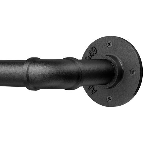 Tringle à rideaux extensible de 90 à 244 cm - Noir - Montage au plafond - Tringle à rideaux industrielle de 25 mm de diamètre - Pour terrasse, porte coulissante en verre, salon (1/5)