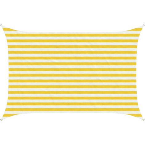 Sunshade Sail Yellow and White 2 x 3 m HDPE vidaXL