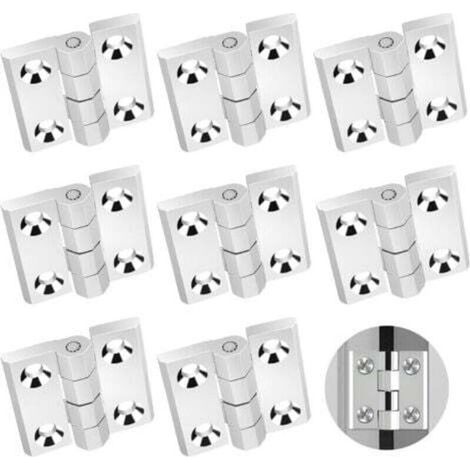 Charnières de porte lourdes – Lot de 8 pièces en alliage de zinc argenté, pour portes fixes et charges élevées (1/5)