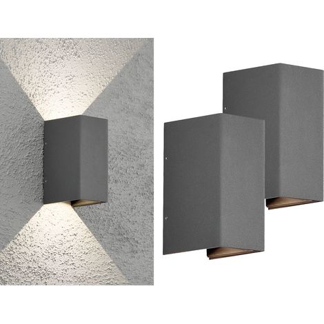 LED Wandleuchte ALU 2er SET Anthrazit Lichtaustritt verstellbar IP54 Höhe 17cm (1/5)