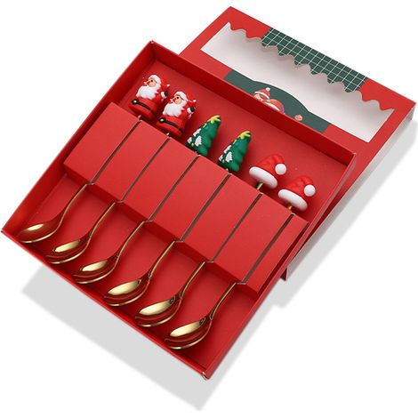 Cuillère De Noël - En Acier Inoxydable - Pour Café Thé Soupe Dessert Mélange - Set De Cuillères Festives - 6 Pièces (1/5)