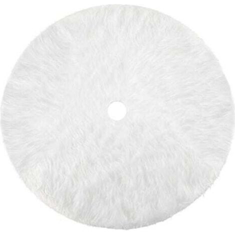 Jupe de Sapin de Noël Blanc Peluche Neige Décorations d'arbre de Noël Tapis Vacances Couvre Pied Sapin Noel Jupe d'arbre, 90cm/35 Pouces (1/5)