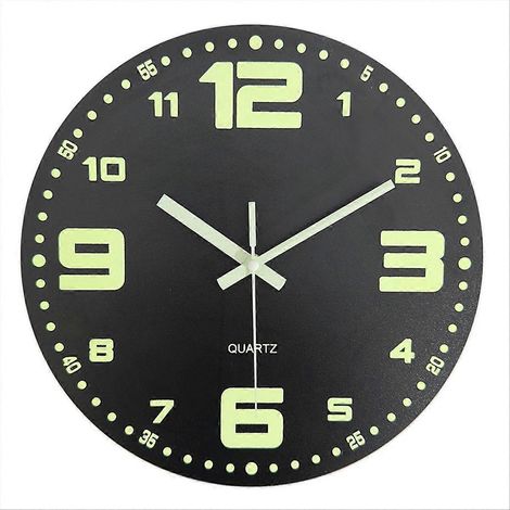 Horloge murale de 30 cm (12 pouces) phosphorescente, silencieuse (1/5)