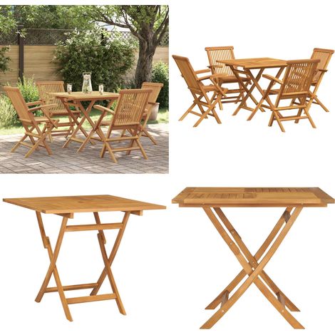 Set da Pranzo da Giardino 5 pz in Legno Massello di Teak - Tavolo da pranzo da giardino - Sedie da giardino