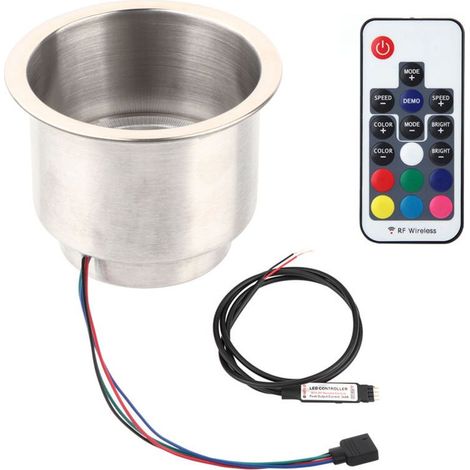 Porte-gobelet RGB, support LED résistant à l'usure avec télécommande pour bateau, voiture ou camion-Crezuo (1/5)