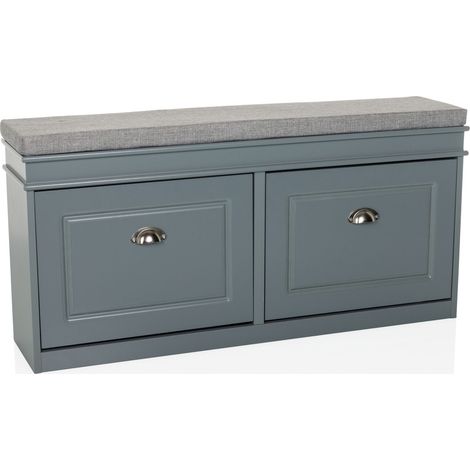 Schuhschrank / Sitzbank ESTHA I 104x24x47,5 cm 2 Schuhklappen grau/grau hjh LIVING
