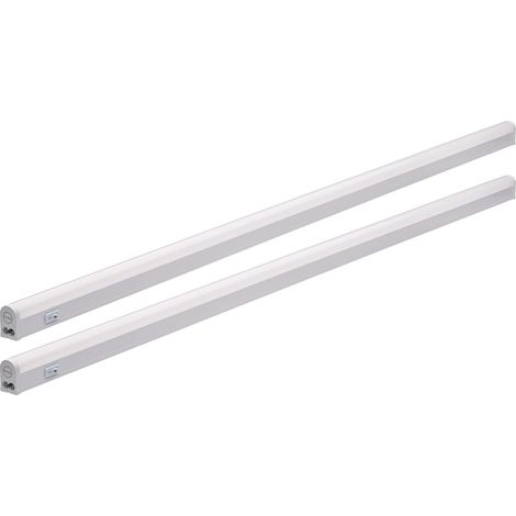 Oktaplex Riga Lot de 2 luminaires LED sous meuble de cuisine Blanc neutre 4000 K 114 cm Barre lumineuse 230 V extensible Éclairage sous meuble 1630 lm 18 W avec interrupteur (1/5)