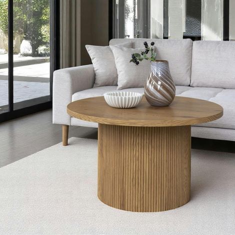 Table basse ronde effet bois blond ø80 cm MATERA (1/2)