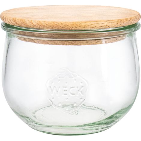 WECK Gläser Tulpenform 744 6 Stück, Inhalt 500 ml, Vorratsglas mit Holzdeckel (1/4)