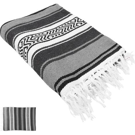 Couverture en coton - Couverture de canapé - Couverture d'hiver - Couverture mexicaine - Couverture décorative pour canapé, yoga, drap de lit, baie vitrée (1/5)