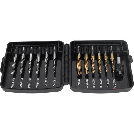 Kit combiné taraud et foret, HSS métrique revêtu de titane, adaptateur rapide standard américain pur 1/4 pouce (1/5)