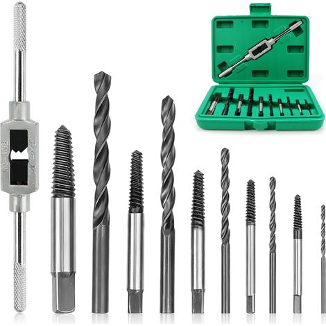 Lot de 10 extracteurs de vis à gauche - Avec boîte de rangement - Avec clé à douille pour forage - Pour retirer les vis endommagées et les boulons cassés (1/5)