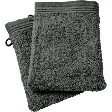 Gants de toilette - COTON PUR - Spa - 15 x 21 cm - 400 g/m² - Lot de 2 Ardoise (1/5)