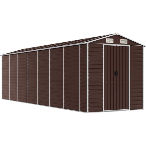 Casetta da giardino casetta per capanni casetta per ripostigli casetta per attrezzi da esterno robusta 191 x 640 x 198 cm acciaio zincato marrone 020022274