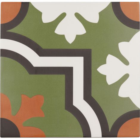 Aelle - Carrelage sol / mur effet ciment à motif 20x20 cm RIVOLI - MONACO VERDE - Vendu par boîte de 1 m² (1/3)