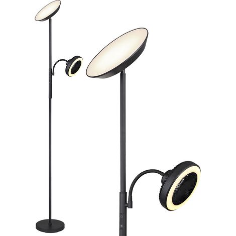 LED Stehleuchte Deckenfluter Wohnzimmerlampe Dimmbar Schwarz Metall H 178 cm (1/5)