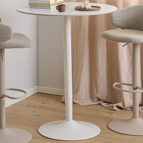 Malta Round Bar Table - White Ceramic Top, Ø80x105cm (1/5)