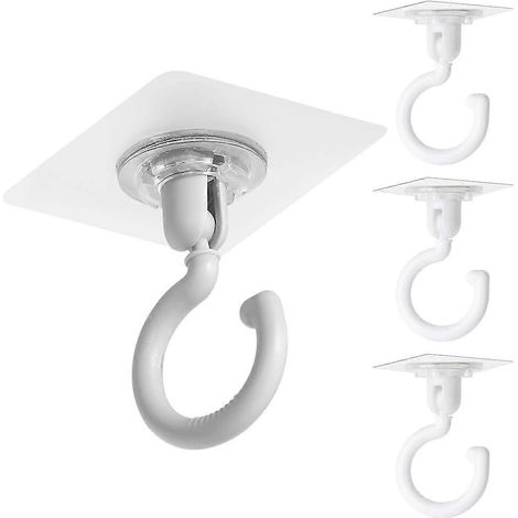 Crochets adhésifs extra-forts pour plafond - Lot de 4, transparents, auto-adhésifs, sans perçage, étanches, pour salle de bain, cuisine, bureau. (1/5)