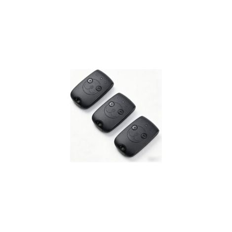 Lot de 3 Trois télécommandes 1841026 NS à 2 canaux (433,42 MHz) pour la commande de deux moteurs dans les systèmes d'automatisation de portails et de portes de garage. Batterie au lithium longue durée