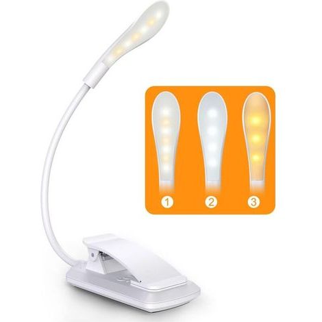Leselampe, wiederaufladbare LED-Leselampe, 360° flexibler Hals, 3 Farbtemperaturen, 3 Helligkeiten, Touch-Schalter, Mini-Nachtlicht, Leselampe, Reiselampe
