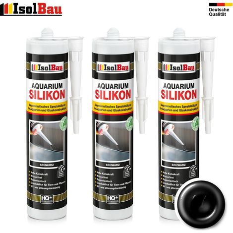Aquarium Silikon Schwarz 3 x 300ml Glassilikon Aquarium Kleber Terrarium Glass (1/5)
