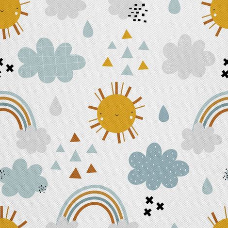 Telas decorativas para exteriores Oxford - motivo de sol, nubes y arcoíris (1/5)