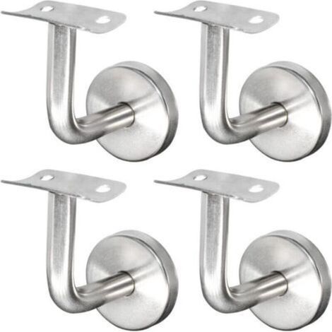 Support de rampe d'escalier en acier inoxydable 304, fixation murale, garde-corps en bois, argent (4 pièces) (1/4)