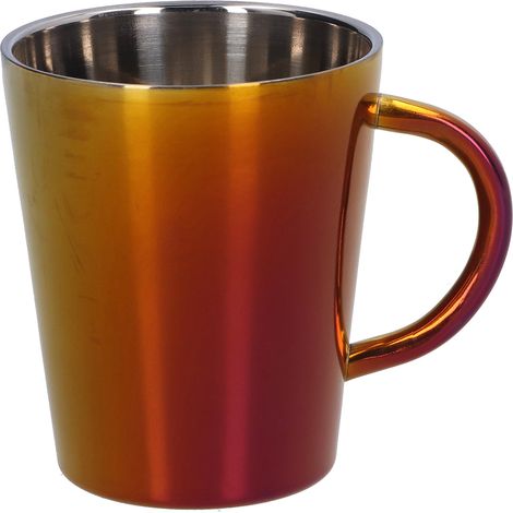 Tasse isotherme double paroi de 300 ml avec poignée, en acier inoxydable, pour la maison (rouge). (1/5)