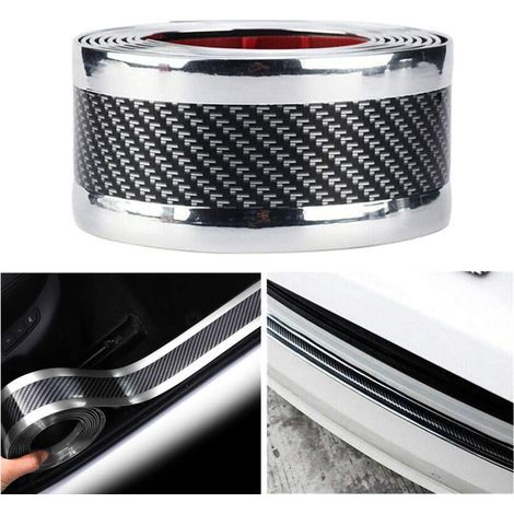 3 x 200cm Argent Protecteur de seuil de Porte de Voiture en Fibre de Carbone Universel Protecteur d'autocollant Auto adhésif pour SUV, Camion (1/5)