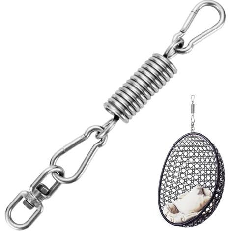 VtiziklChaise suspendue à ressort, ressort oscillant pour chaise suspendue, avec 2 mousquetons et crochet pivotant à 360°, capacité de charge jusqu'à 250 kg
