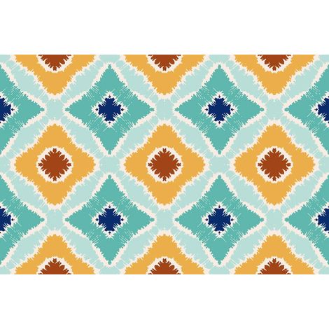 Tela decorativa Oxford para exteriores - Motivo azul-naranja Ornament I DR188 (1/5)