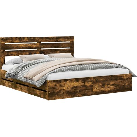 Maison Exclusive - Bettrahmen Geräucherte Eiche 180 x 200 cm Inge