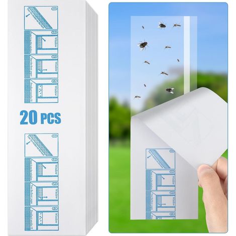 Flintronic 20PCS Autocollants pour Pièges à Mouches de Fenêtre, Pièges Mouches Transparent Collants pour l'intérieur (1/5)
