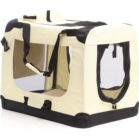 Sac de transport pliable XXXL pour chiens 100x69x69cm beige (1/5)