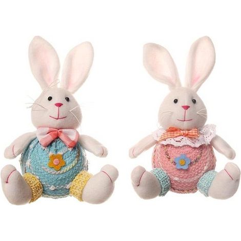 Gnomi con coniglietto pasquale, 2 pezzi – Rosa e blu, fatti a mano, decorazione primaverile (1/4)