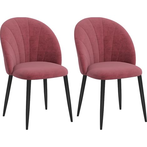 Set di 2 Sedie Sala da Pranzo, Sedie Cucina Moderne con Schienale a Conchiglia e Gambe in Metallo, Sedia in Velluto con Imbottita per Cucina, Camera da Letto, Ufficio e Soggiorno, Rosso Antico