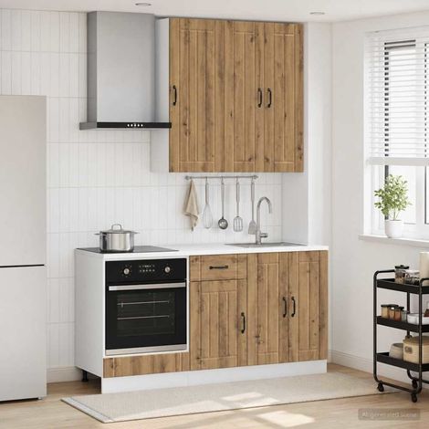 vidaXL Unité de cuisine LUCCA 5 pcs Chêne artisanal Bois d'ingénierie (1/5)