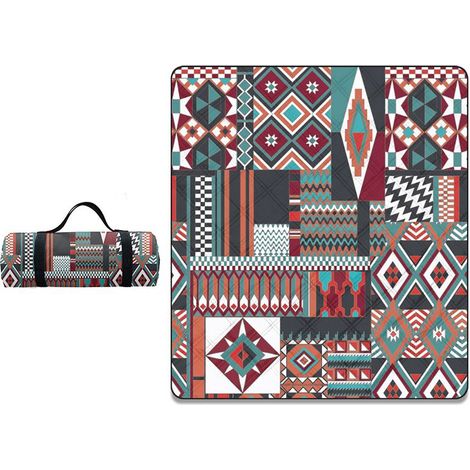 Couverture de Pique-Nique Magnifique Bordeaux, 200x200cm, Lavable Couverture de Pique-Nique avec Poignée, pour Camping, Parcs,Voyage (1/5)