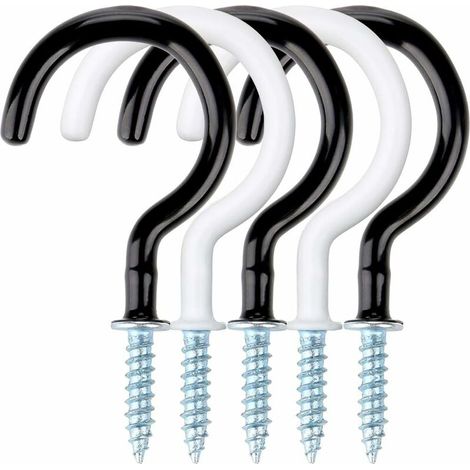 Crochet à visser, cintre de plafond enduit de vinyle à vis de 7,4 cm/2,9 pouces pour une utilisation intérieure et extérieure - blanc et noir 24 pièces