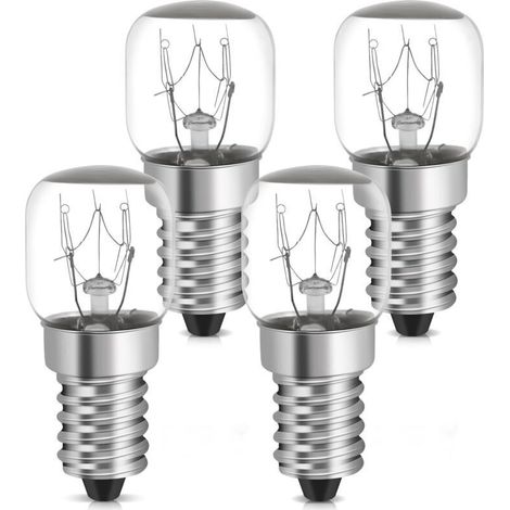4x Ampoule Frigo 15W E14 Blanc Chaud Résistante à 300 °C (2700K, ST22,22mm Lot de 4 Lampes de Four T22 pour Four, BBQ, Sauna, Lampe à Sel, Four à Micro-ondes,Classe énergétique G (1/4)