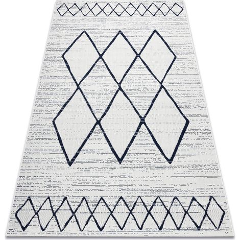 Tappeto DI SPAGO SIZAL COLOR 47272/396 Rombi Quadri Bianco white 80x150 cm