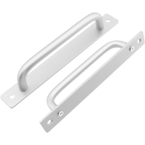 QORVA-Poignée de porte coulissante en 2 parties, longueur 212 mm, avec plaque arrière, en alliage d'aluminium, adaptée aux meubles, argentée, avec vis