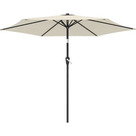 Parasol inclinable 270 cm manivelle protection UV 50+ blanc crème