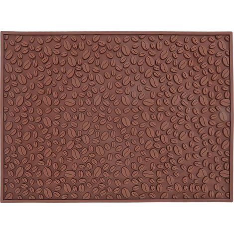 Tapis de bar anti-dérapant design grains de café, en PVC brun pour filtration et écoulement d'eau (1/5)