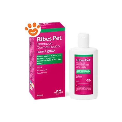 NBF Lanes Dog&Cat Ribes Pet Shampoo Dermatologico - Confezione 200 ml - Igiene Cane