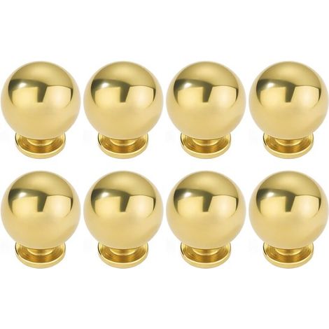 Ensemble de 8 poignées de tiroir avec boutons sphériques dorés et vis de 2,2 cm - convient aux coiffeuses, tiroirs et armoires. (1/5)