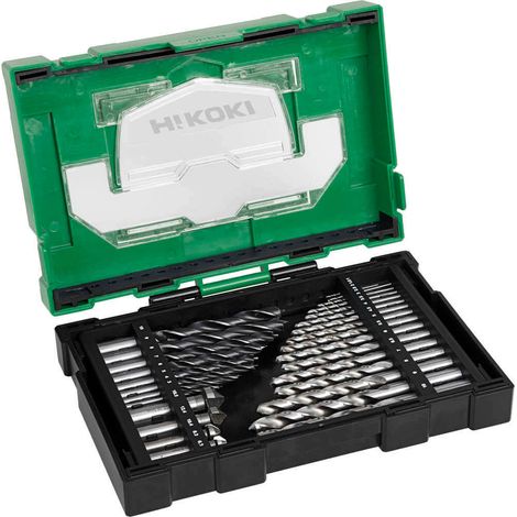 HiKOKI HSS Bohrer & Senker Kassette 29-teilig, Metallbohrer, Holzbohrer, Entgratsenker, Spiralbohrer