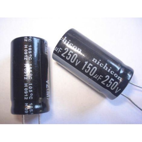 Condensatore elettrolitico 150uf 250vdc 105ºc Dimensioni 12,5x45mm Radiale 150mf250v105