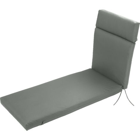 Coussin pour chaise longue de jardin, housse en polyester, gris foncé, 196 x 55 x 8 cm